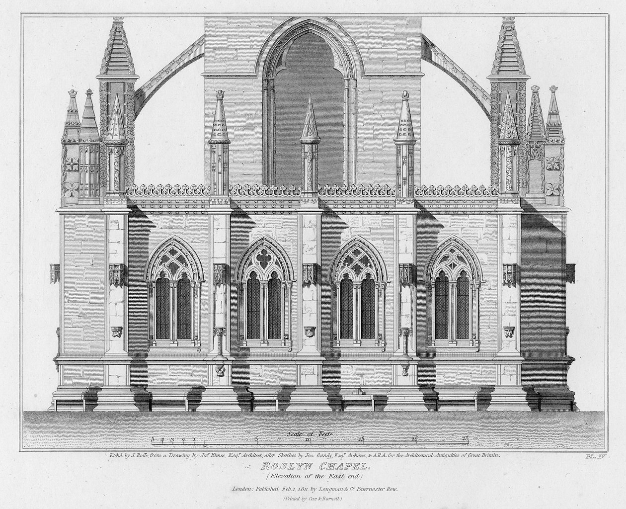 Roslyn Chapel, elevation of the east end, engraved by J. Roffe, 1811 by James Elmes
