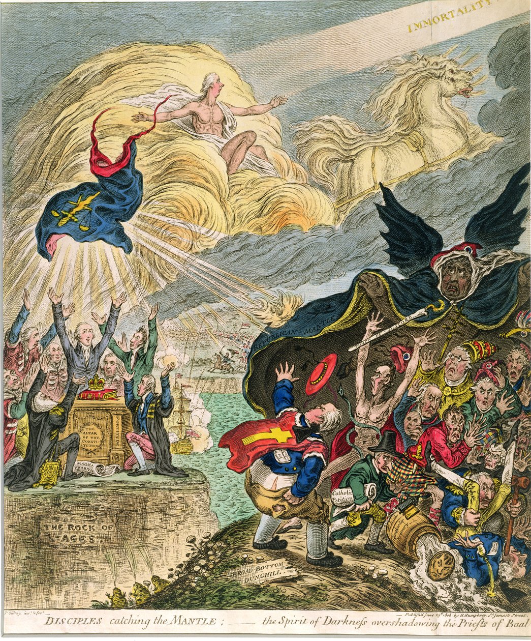 Disciples catching the Mantle: the Spirit of Darkness overshadowing the Priests of Baal by James Gillray