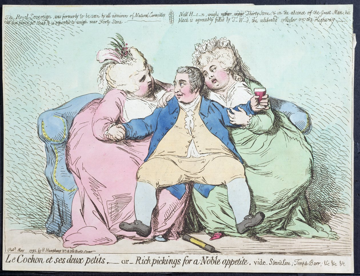 The Pig and Its Two Piglets, or Rich Pickings for a Noble Appetite, Published by Hannah Humphrey in 1792 by James Gillray