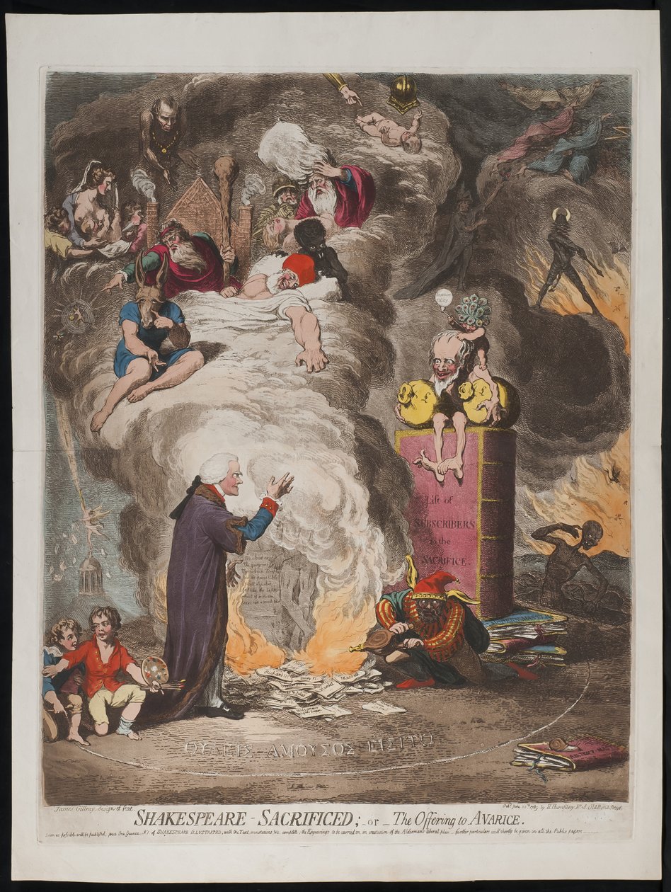 Shakespeare Sacrificed or The Offering to Avarice, 1789 by James Gillray