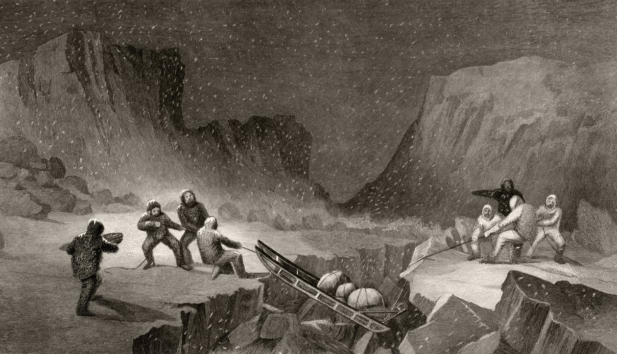 Crossing the Ice Belt at Coffee Gorge, engraved by R. Hinshlewood, from 