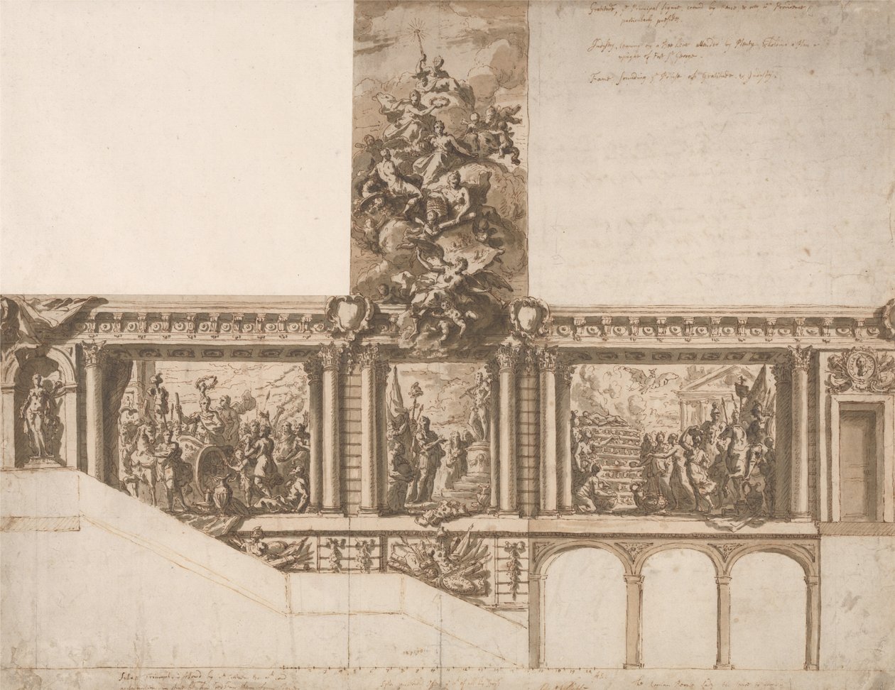 Design for Ceiling Walls and Staircase by James Thornhill