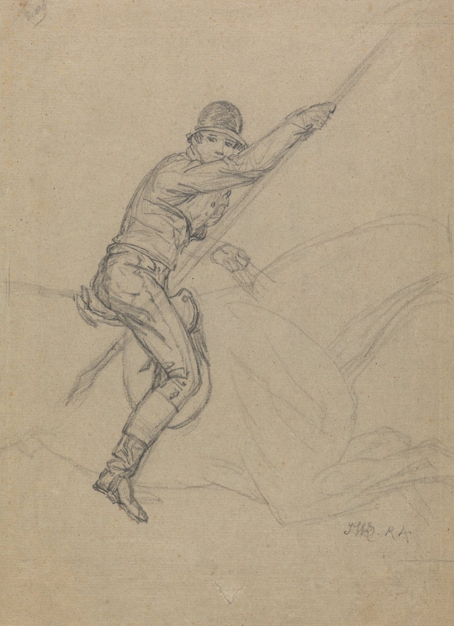 Sir Charles Blunt Hunting the Boar and Escaping from the Tiger (Study for One of a Set of Four Paintings) by James Ward