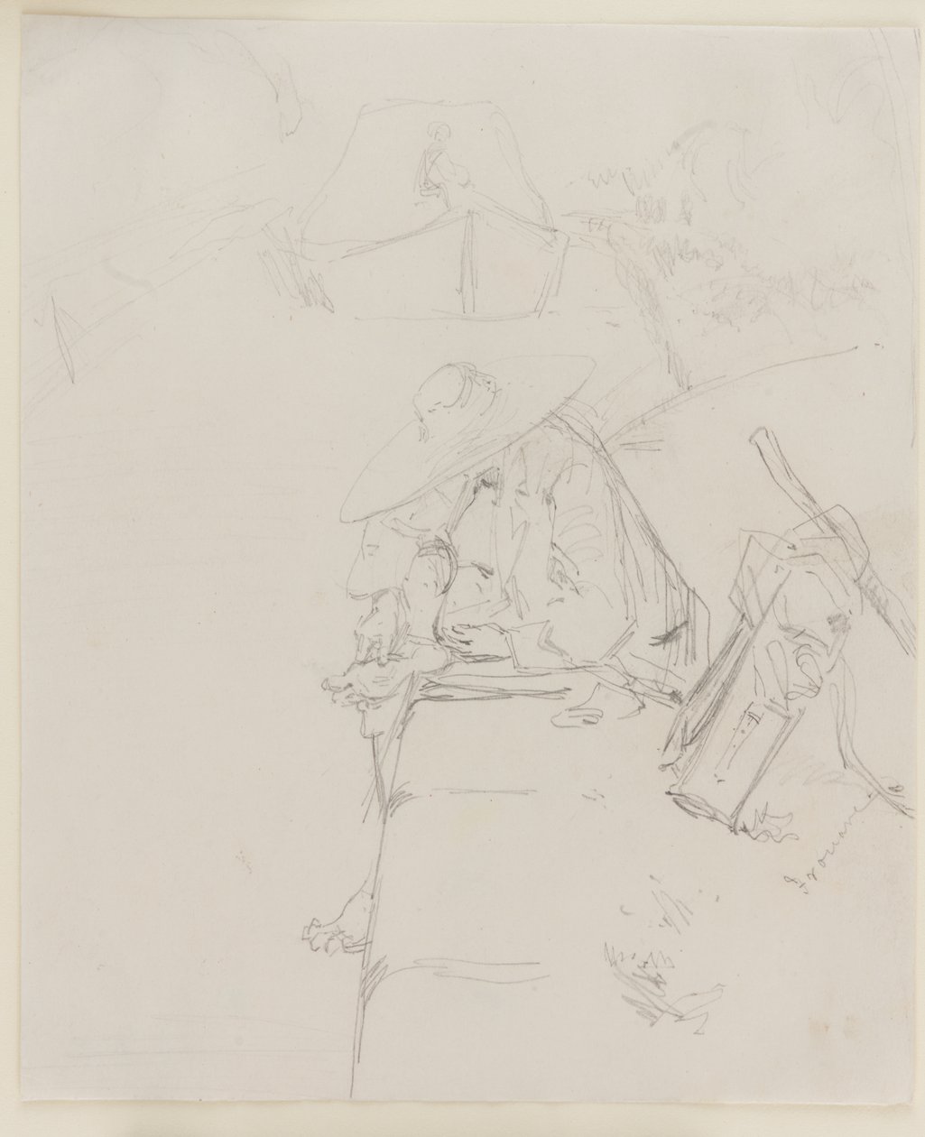 A Man Seated on the Edge of a Wall by James Abbott McNeill Whistler