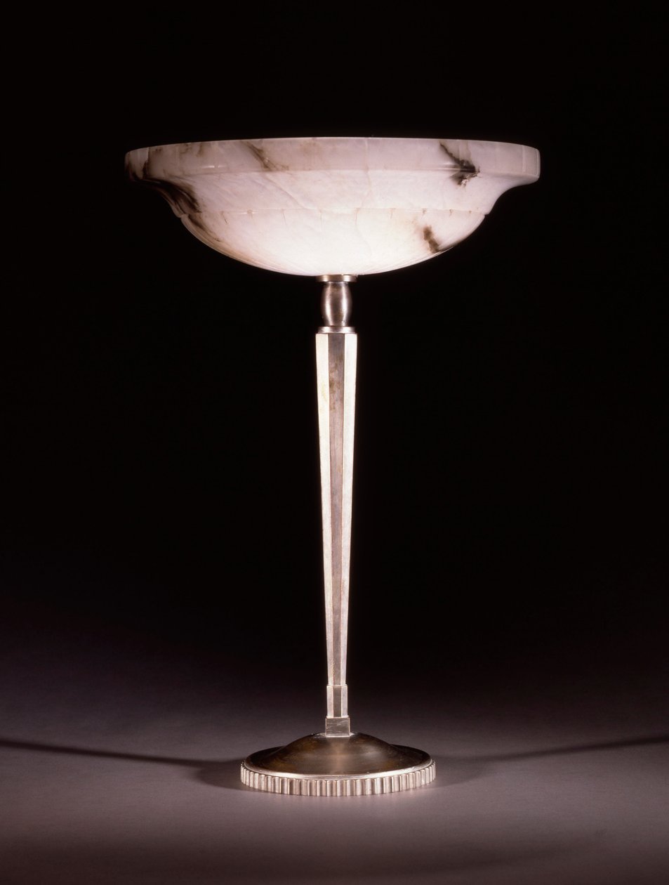 A silvered bronze table lamp designed by Jacques-Emile Ruhlmann, c.1913 by James Baker (attr. to) Pyne