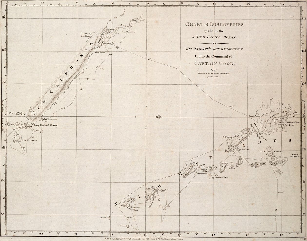 Chart of Discoveries Made in the South Pacific Ocean in His Majesty