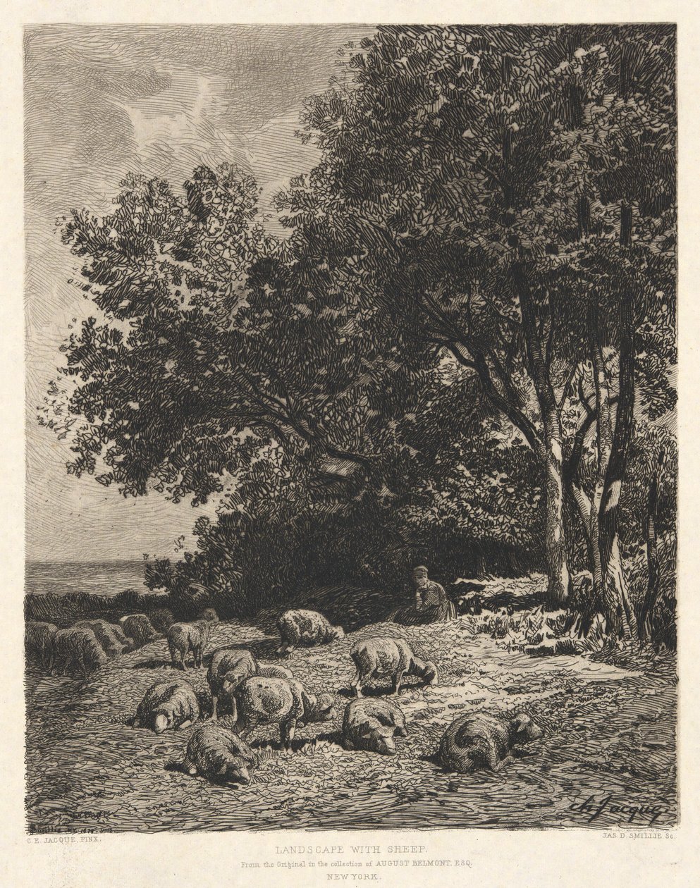 Landscape with Sheep, after Ch-Jacque by James David Smillie