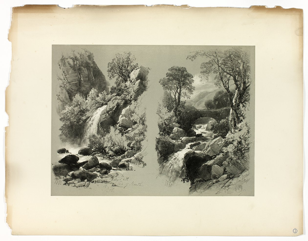 Lady Fall, Vale of Heath, and Fall on the Brent, from Picturesque Selections by James Duffield Harding
