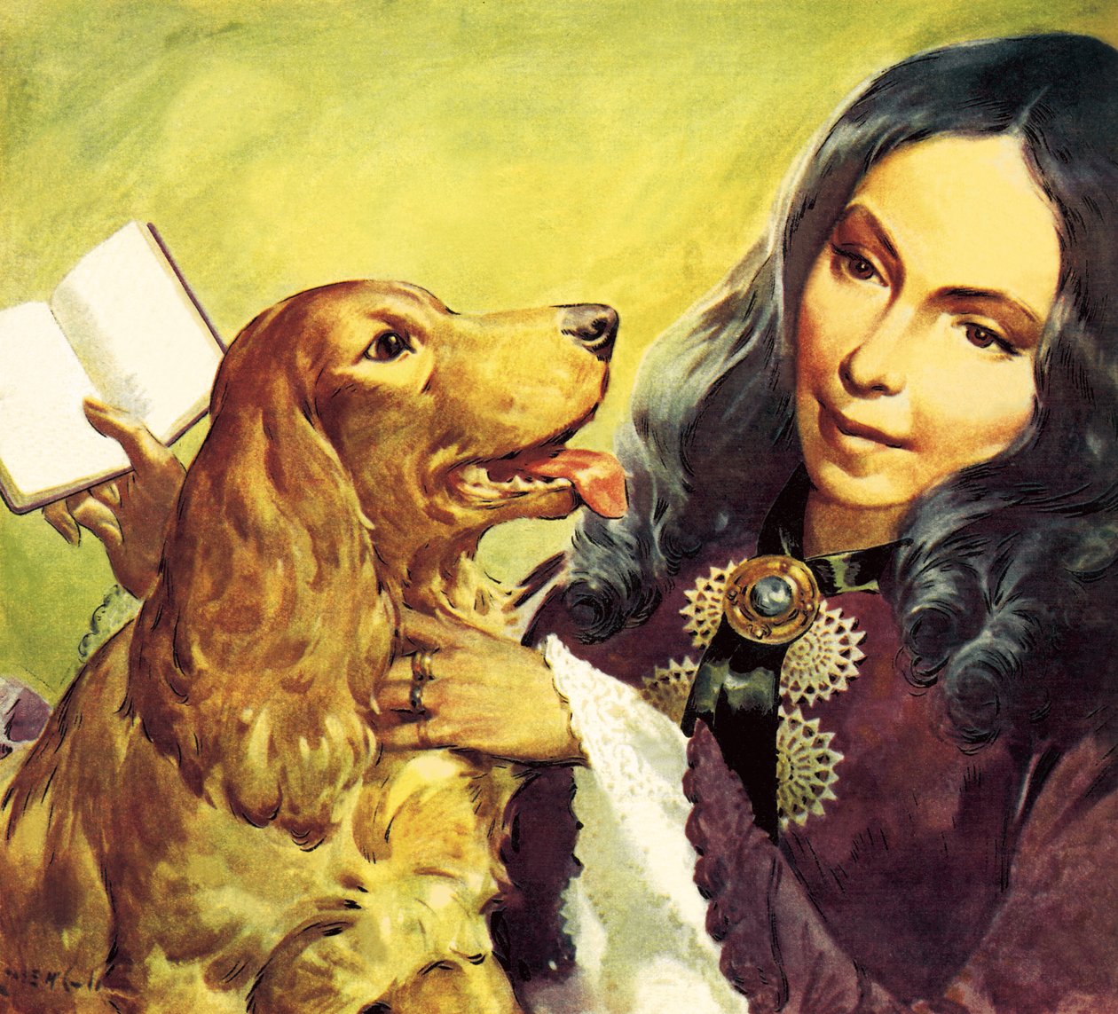 Elizabeth Barrett Browning and Her Cocker Spaniel Flush by James Edwin McConnell