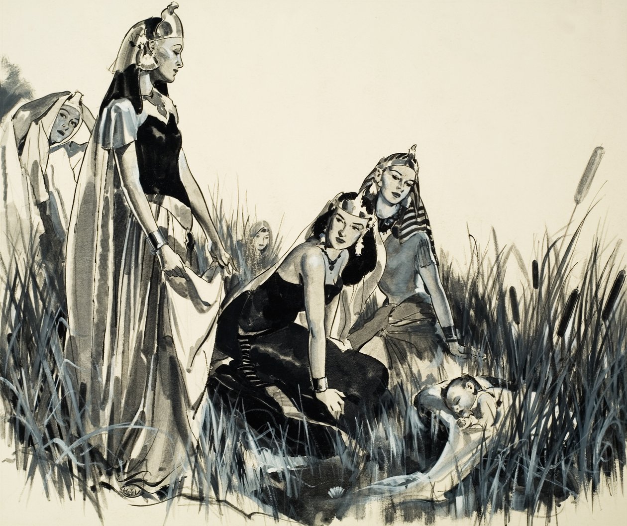 Moses is found among the bullrushes by James Edwin McConnell
