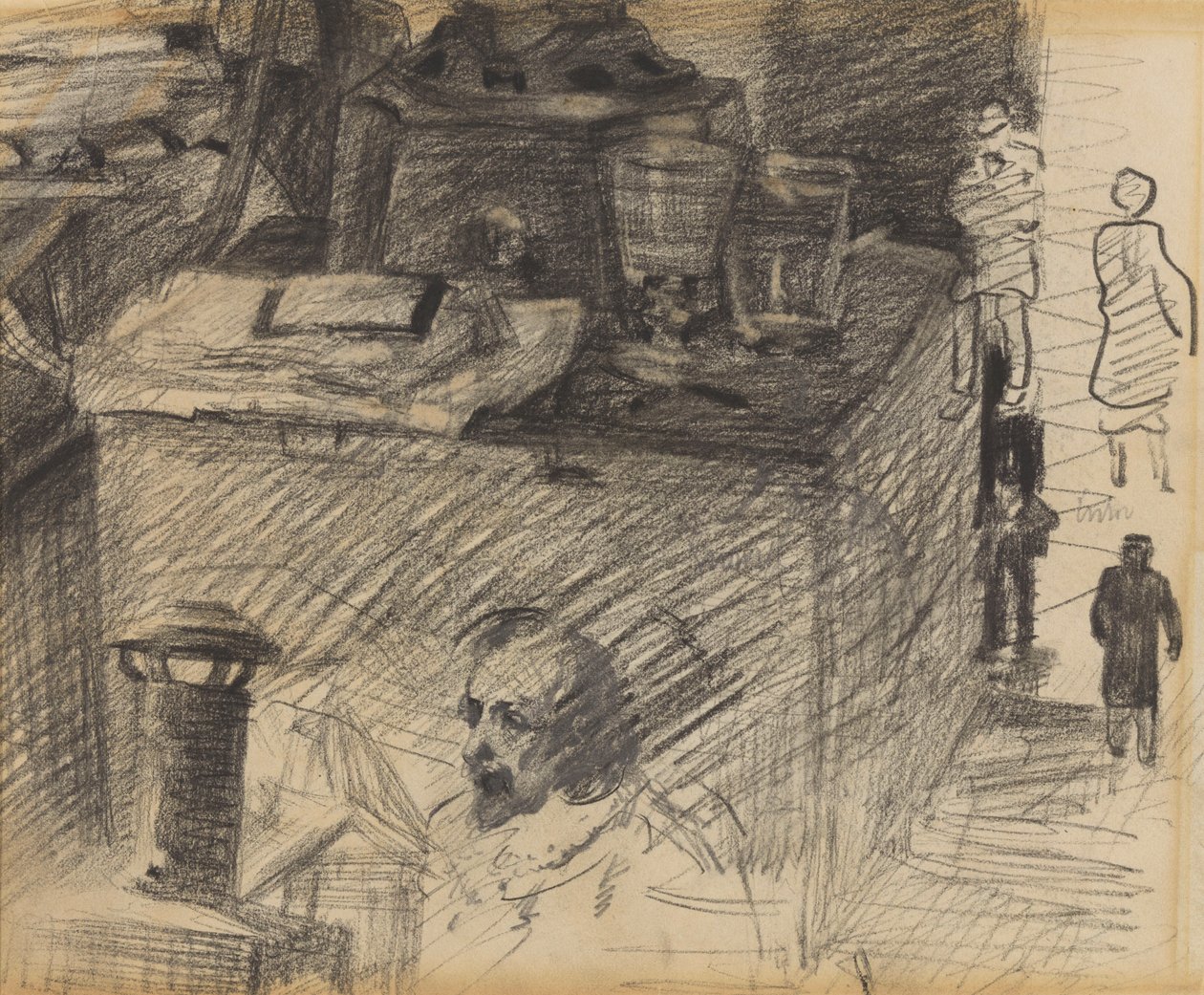 Corner in the Studio with Stove Foot, Box and Figures by James Ensor