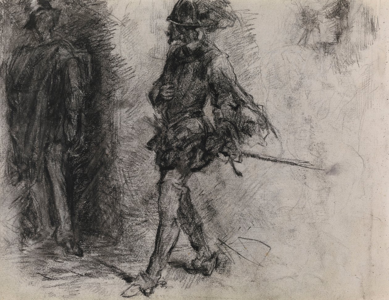 Spaniard Standing in the Shadow, Another Man and a Head in Profile by James Ensor