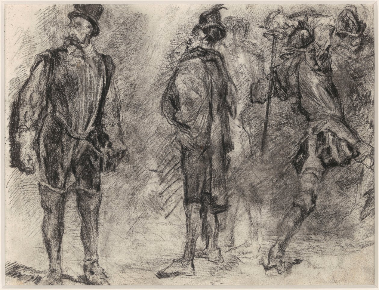 Three Spanish Soldiers, One Wielding a Sword by James Ensor