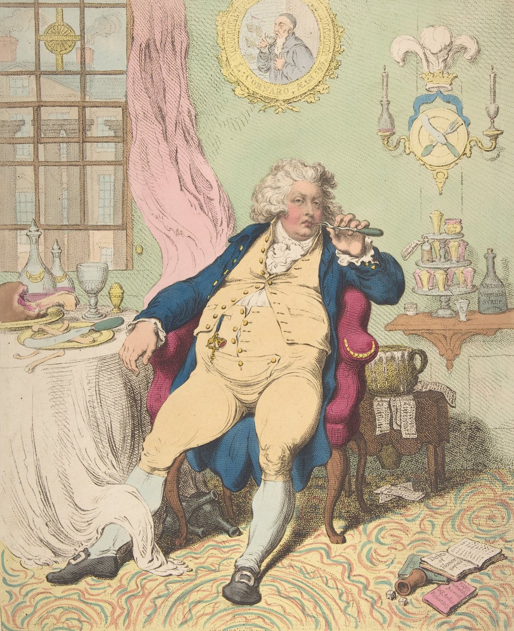A Voluptuary Under the Horrors of Digestion, July 2, 1792 by James Gillray