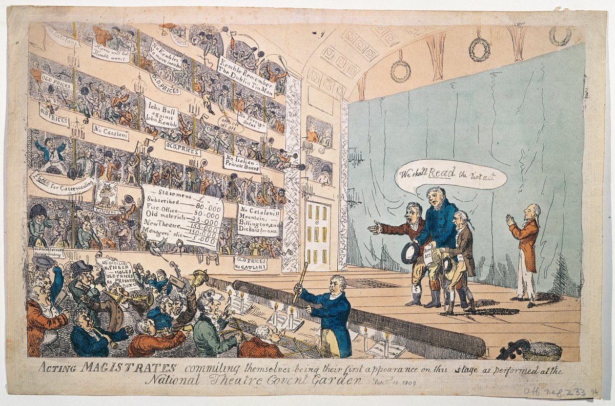 Acting Magistrates committing themselves, being their first appearance as performed at the National Theatre Covent Garden, published in 1809 by James Gillray