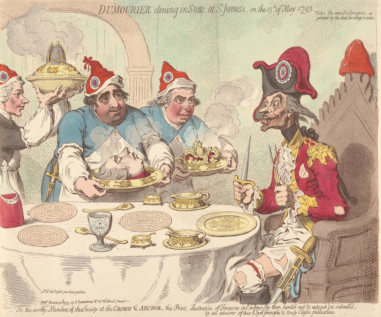 Dumourier Dining in State at St. James on the 15th of May 1793 by James Gillray