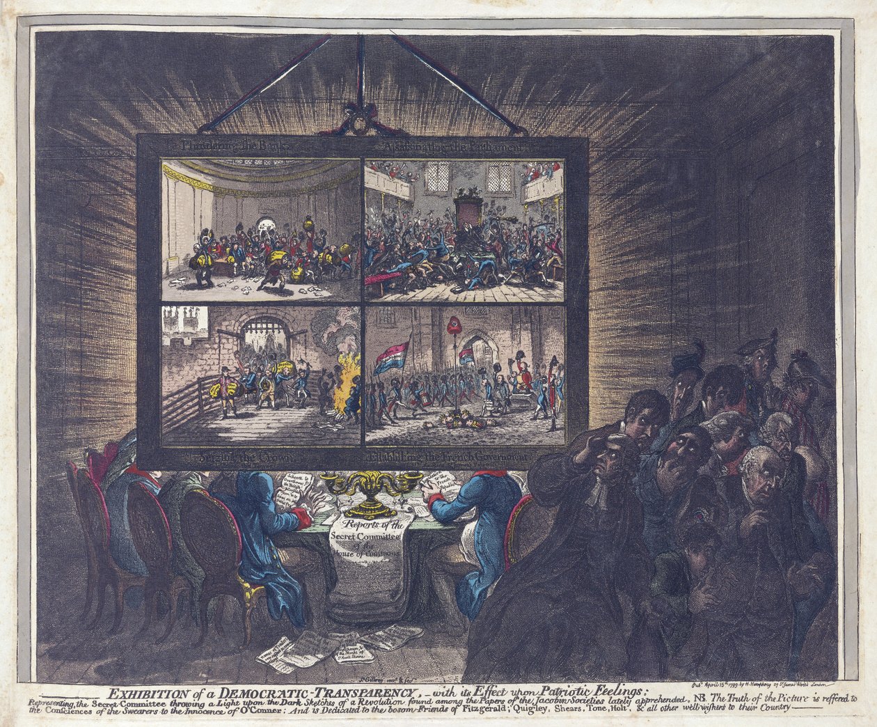 Exhibition of a Democratic Transparency, with its Effect upon Patriotic Feelings by James Gillray