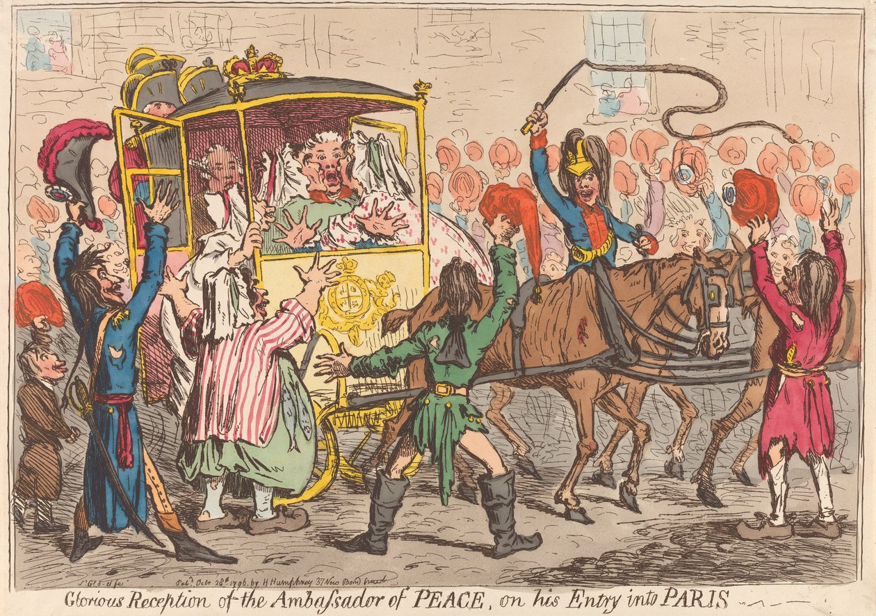 Glorious Reception of the Ambassador of Peace, on His Entry Into Paris by James Gillray