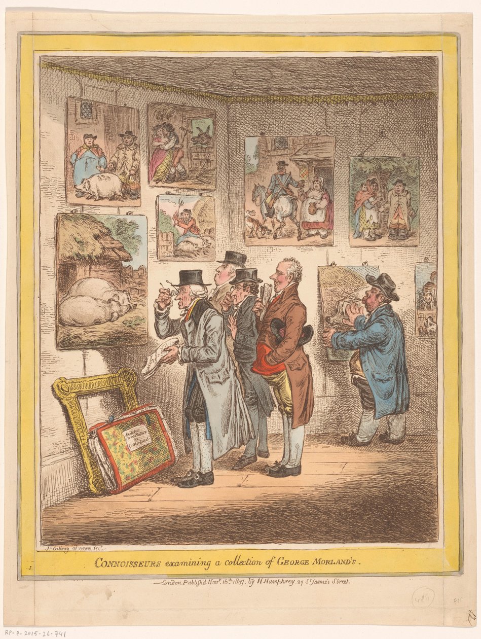 Art Connoisseurs Examining Paintings by George Morland by James Gillray