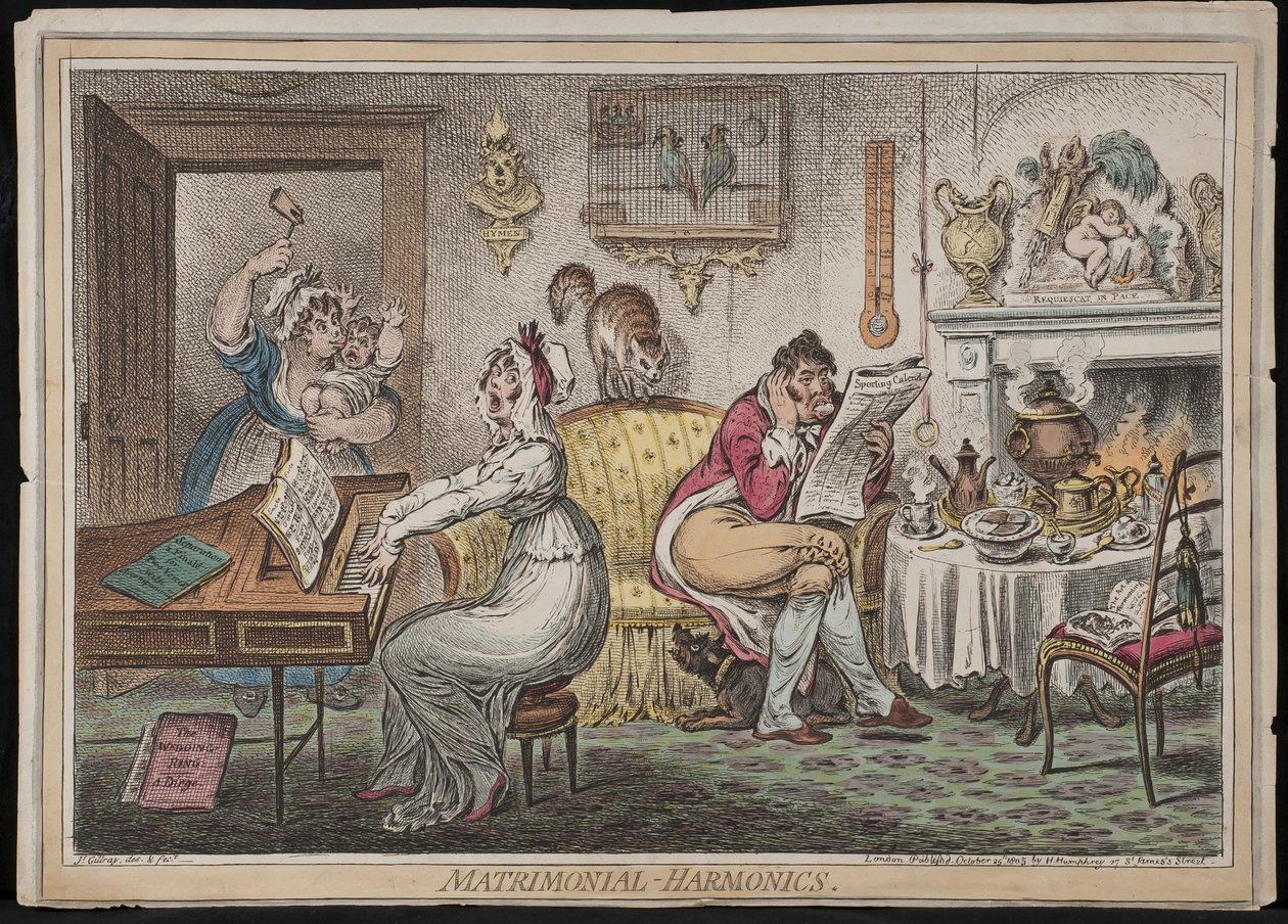 Matrimonial Harmonics, published by Hannah Humphrey, 1805 by James Gillray