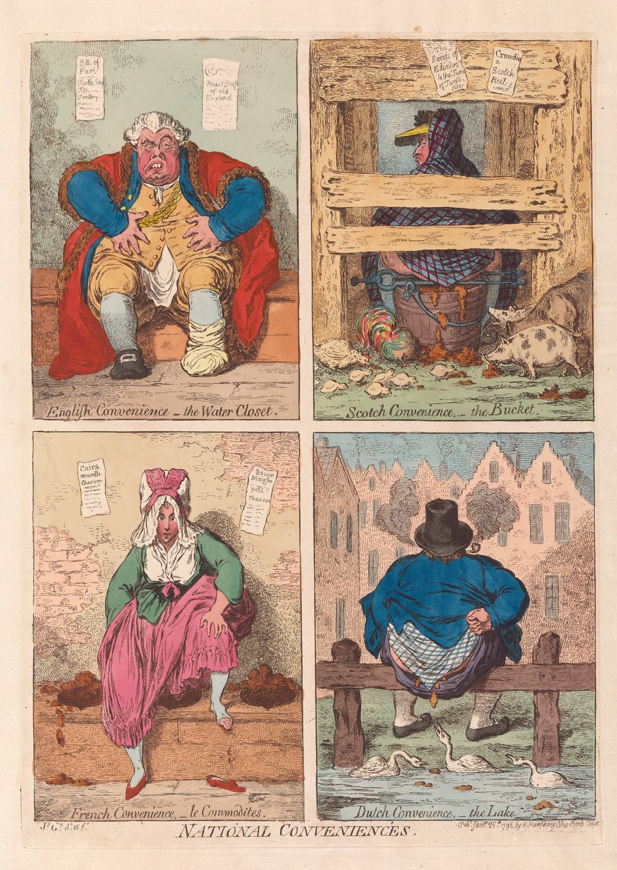 National Conveniences, pub. 1796 by James Gillray