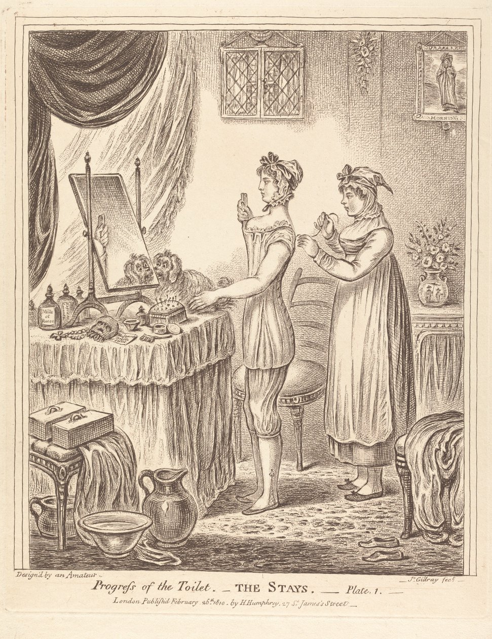 Progress of the Toilet - The Stays, Plate I by James Gillray