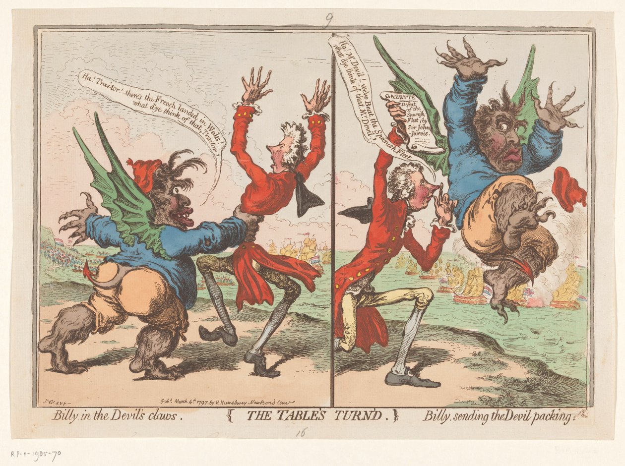Caricature of William Pitt and Charles Fox, 1797 by James Gillray
