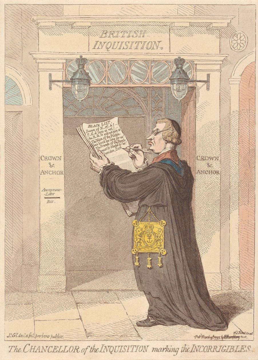 The Chancellor of the Inquisition Marking the Incorrigibles by James Gillray