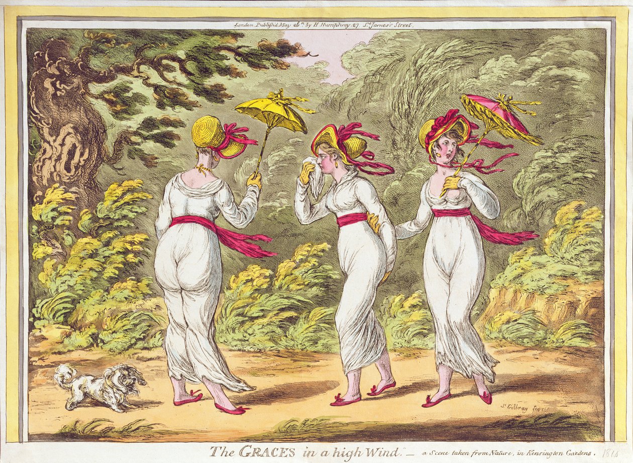 The Graces in a High Wind, a Scene taken from Nature in Kensington Gardens by James Gillray