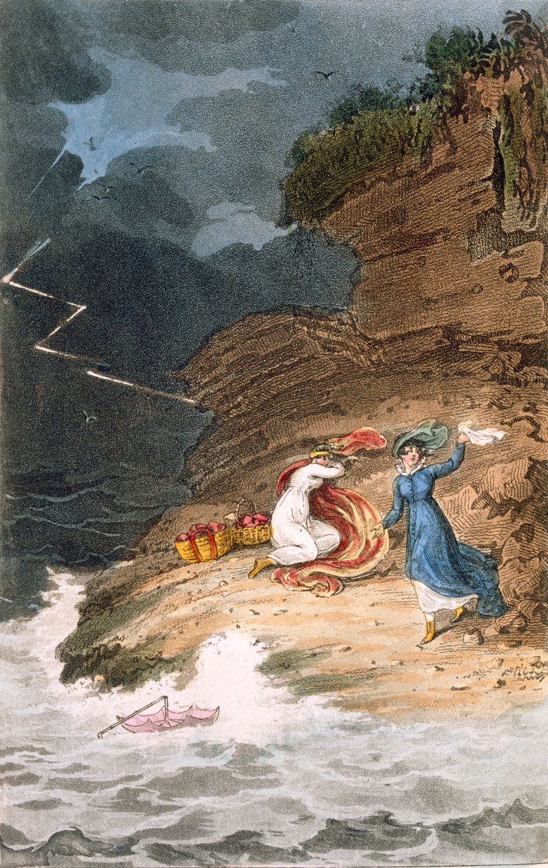 Two Regency Belles Stranded on a Foreshore by a Storm, c. 1795-1805 by James Green