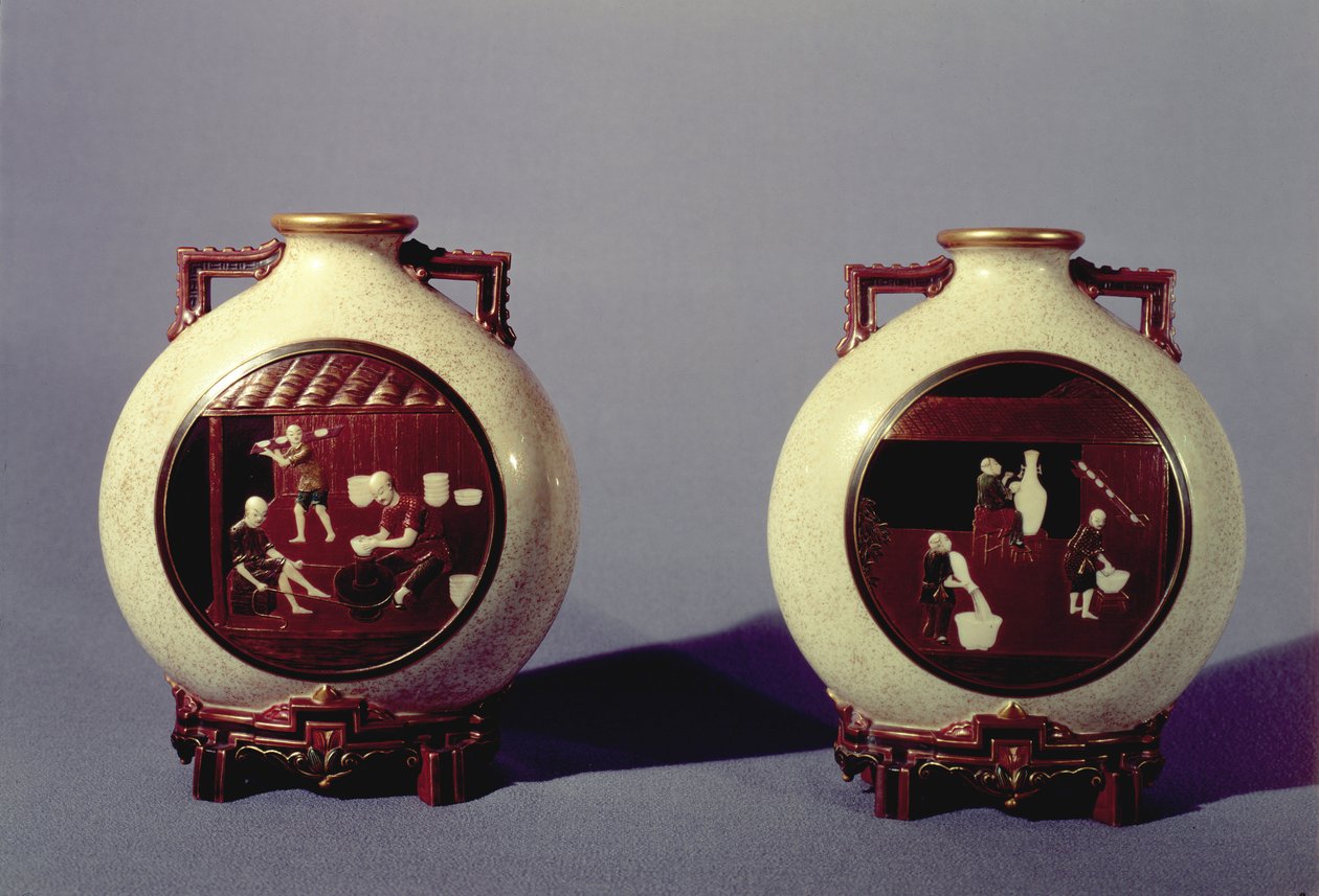 Pair of Worcester vases by James Hadley