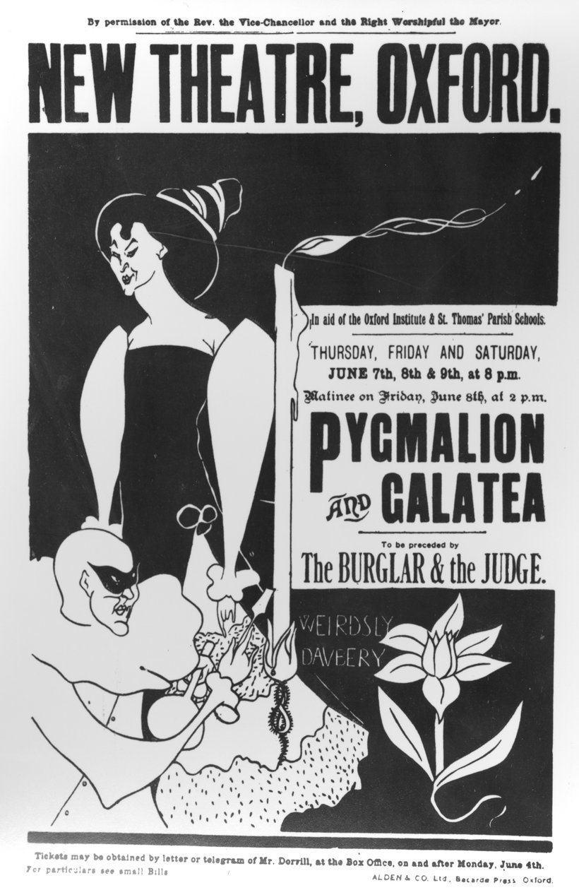 Poster for a production of 'Pygmalion and Galatea' at the New Theatre ...