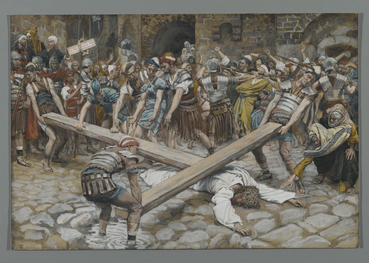 Simon the Cyrenian Compelled to Carry the Cross with Jesus, illustration from The Life of Our Lord Jesus Christ by James Jacques Joseph Tissot