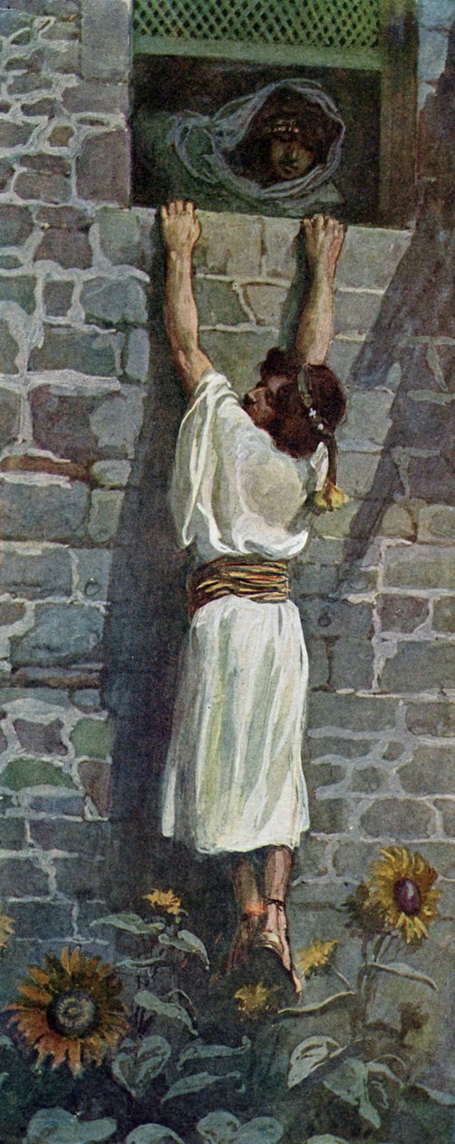 David makes his escape by J James Tissot - Bible by James Jacques Joseph after Tissot