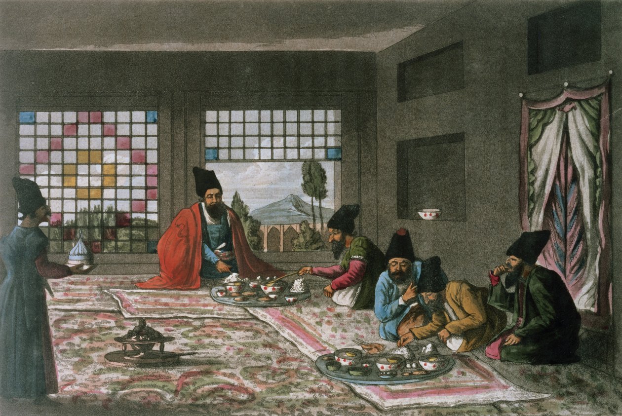 A Persian Breakfast, Engraved by Theodore H.A. Fielding by James Justinian (after) Morier