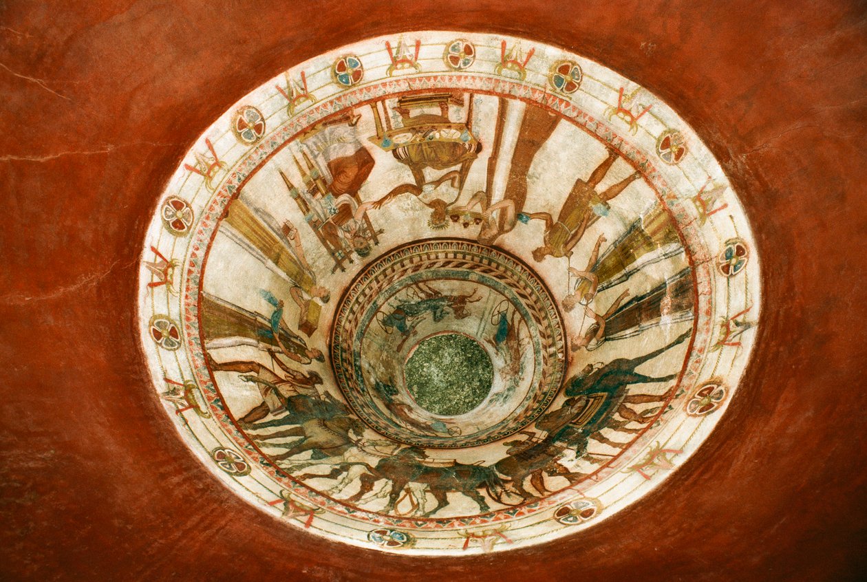 A tomb mural features chariots that were common at Thracian funerals by James L Stanfield