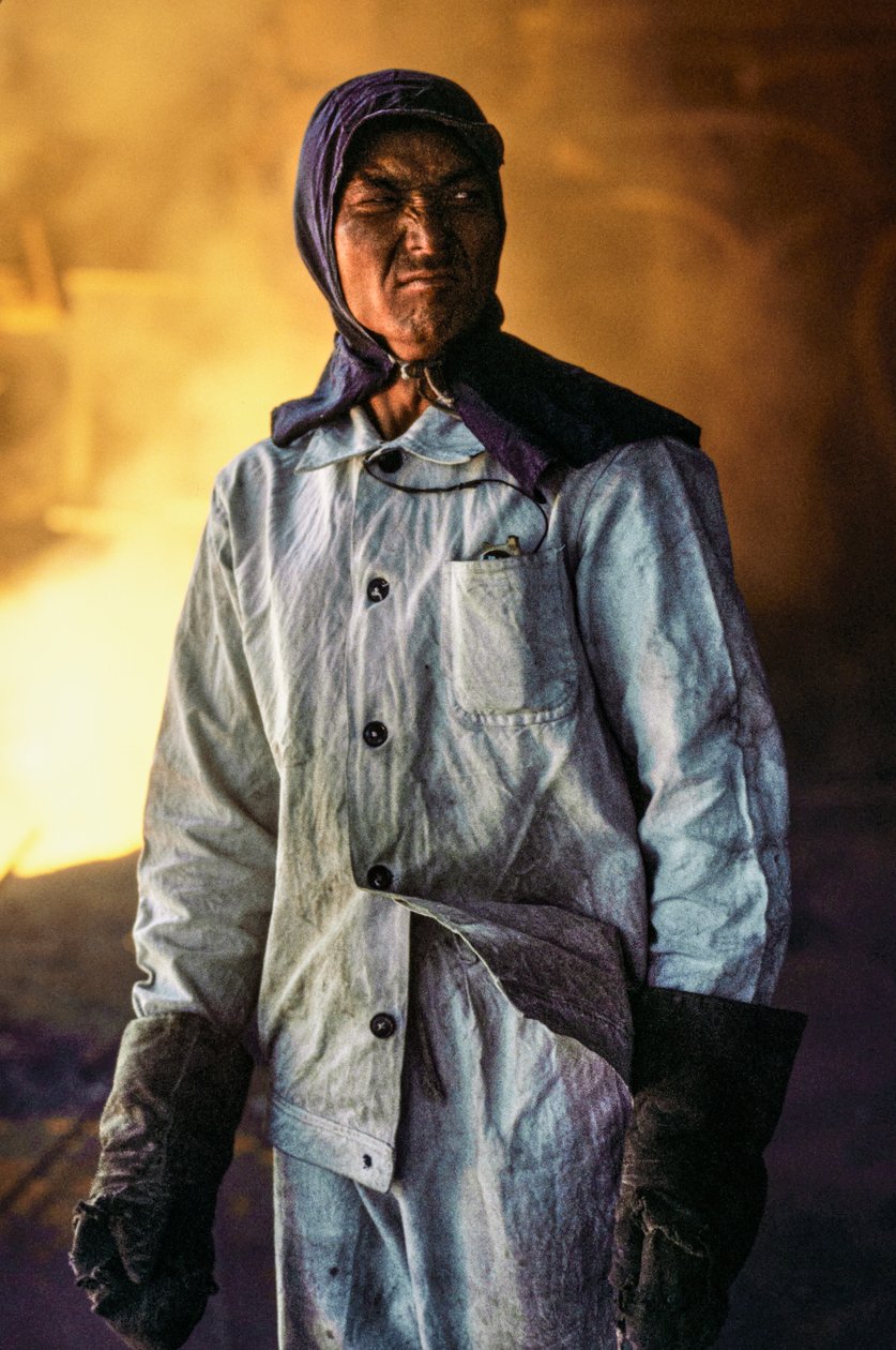 Chinese Man Steelworker in Protective Clothing at a Steel Mill in China by James L Stanfield