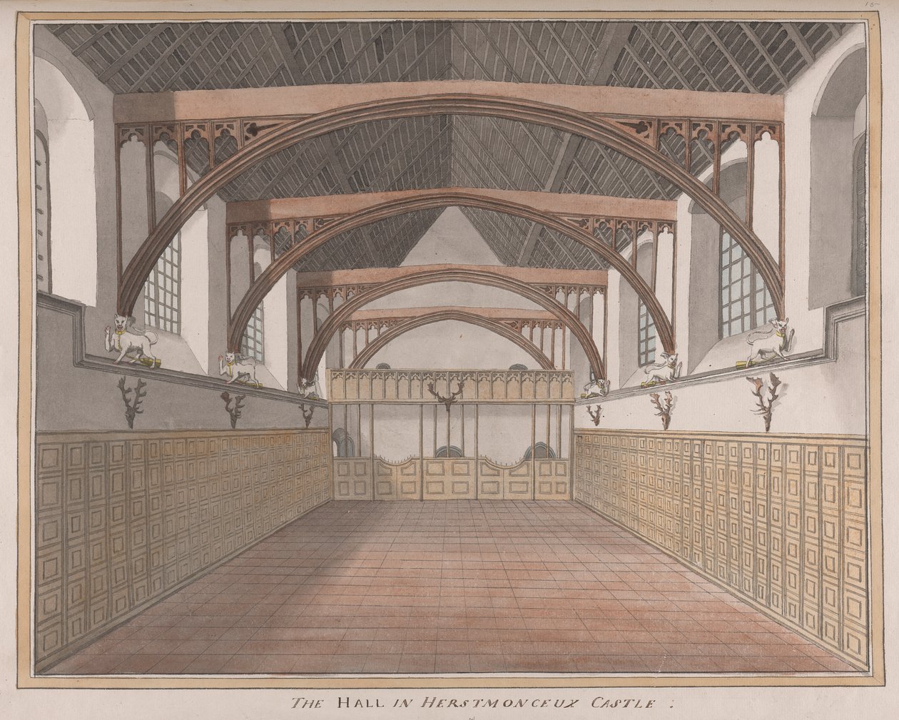 Herstmonceux Castle, East Sussex: The Hall by James Lambert  of Lewes