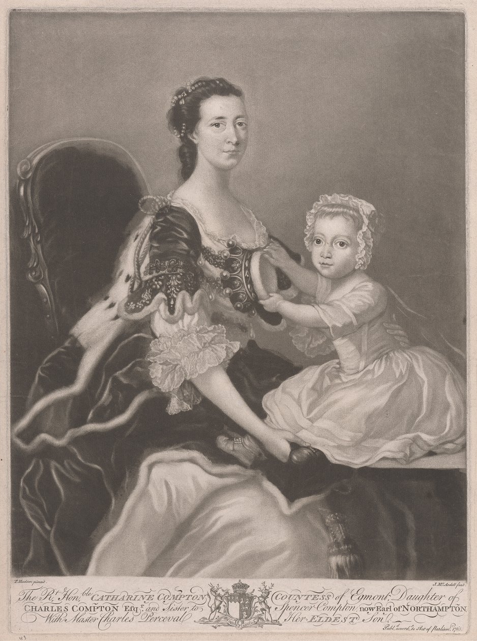 The Right Honorable Catherine Compton, Countess of Egmont, with Master Charles Perceval Her Eldest Son by James McArdell