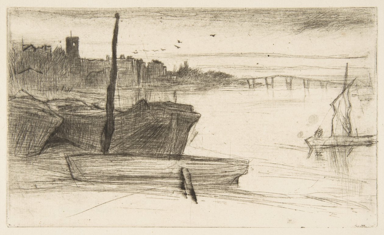 Chelsea Bridge and Church by James McNeill Whistler
