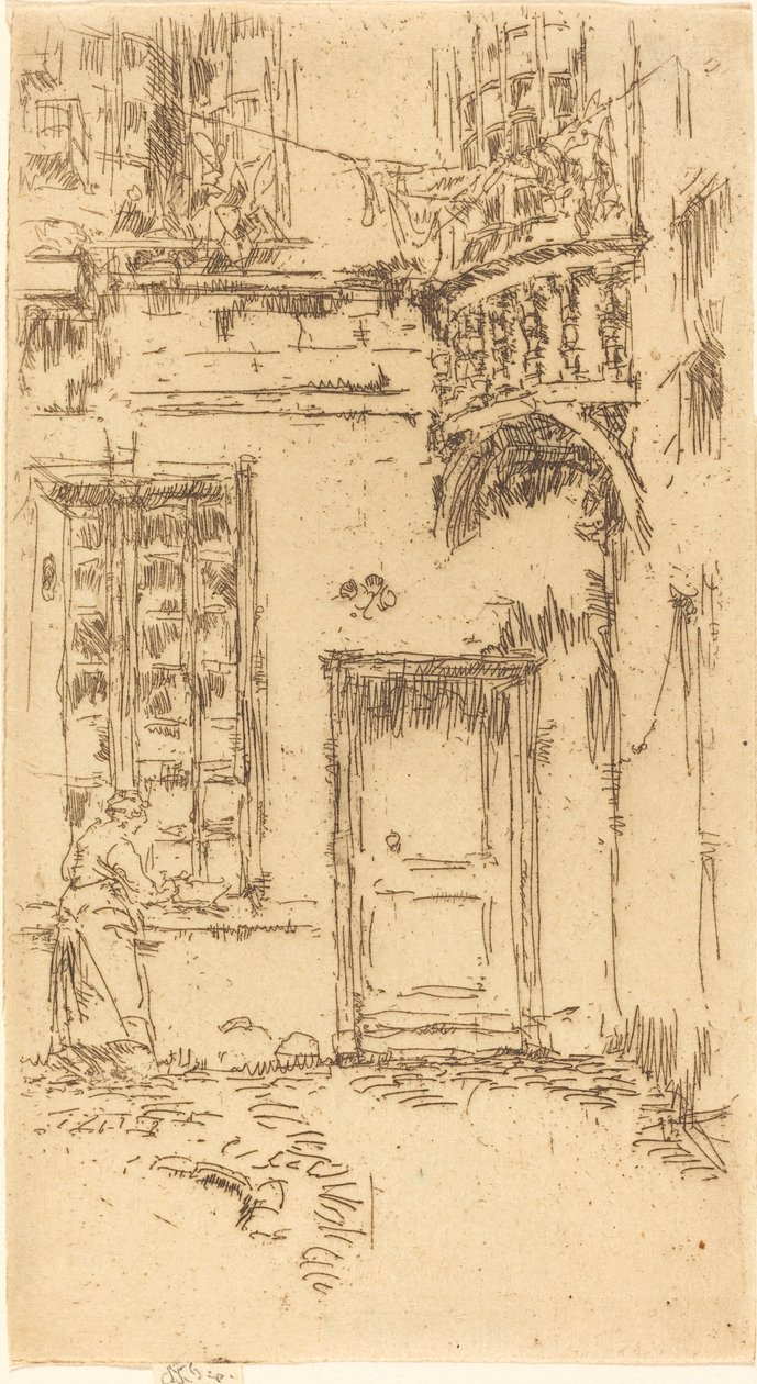 Courtyard, Rue P.L. Courier by James Abbott McNeill Whistler