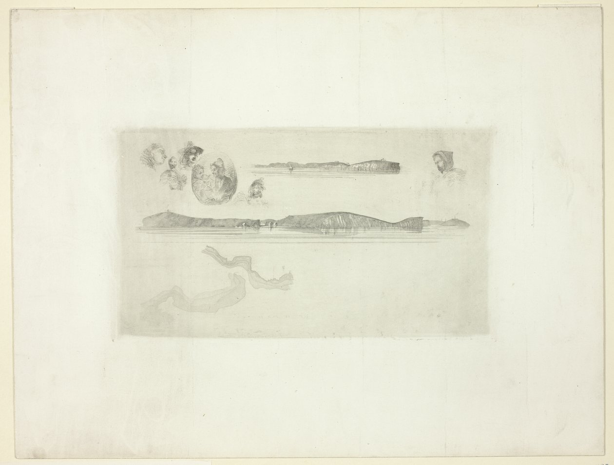 Sketches on the Coast Survey Plate by James Abbott McNeill Whistler