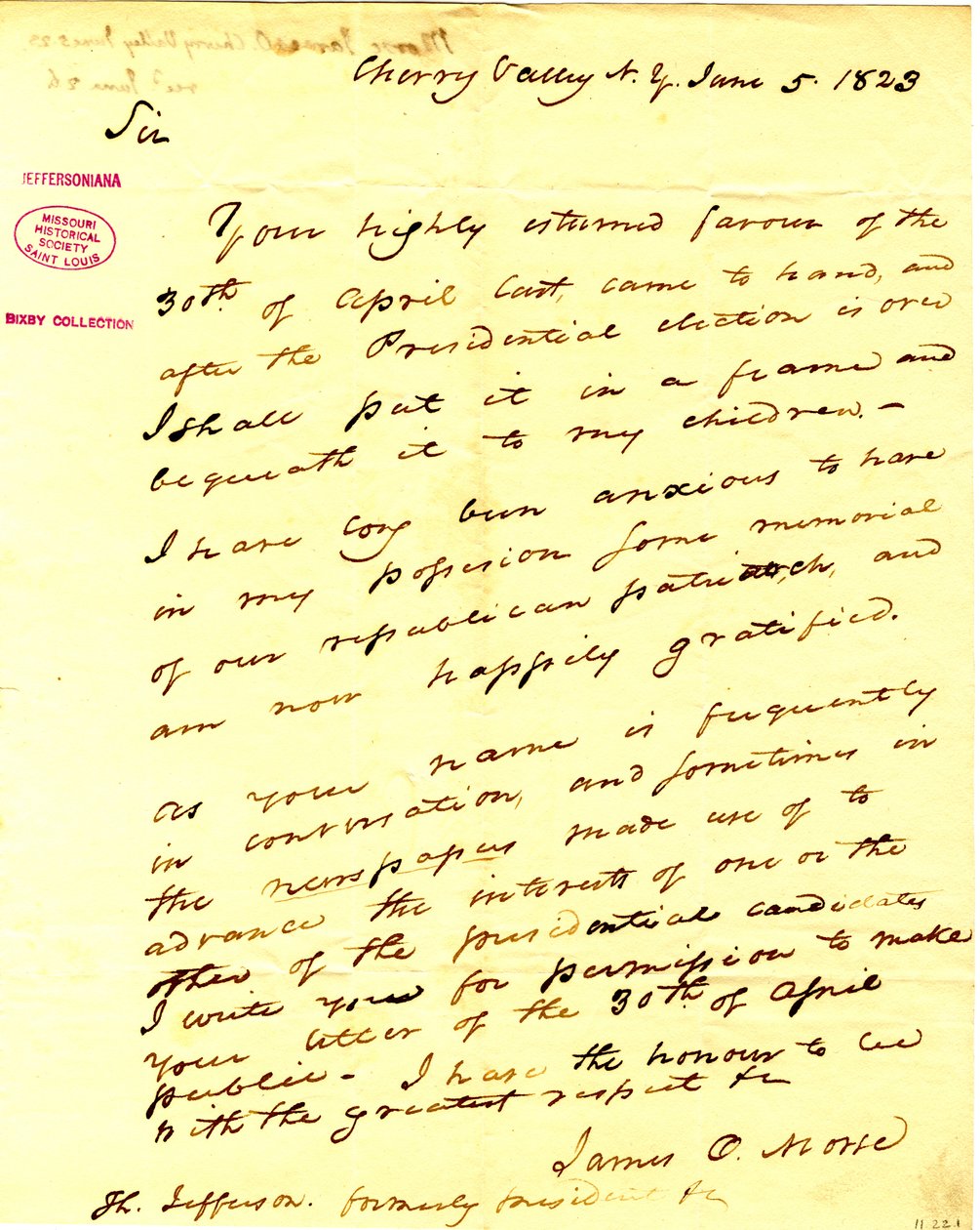 Thanks Him for His Response on April 30th That He Intends to Put in a Frame and Save for His Children (2 Pages) by James O. Morse