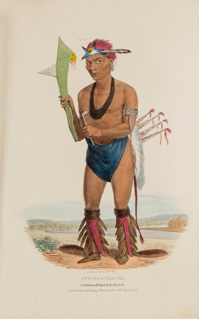 CUT-TAA-TAS-TIA; A Celebrated Chief of the Fox Tribe, from The Aboriginal Portfolio by James Otto Lewis