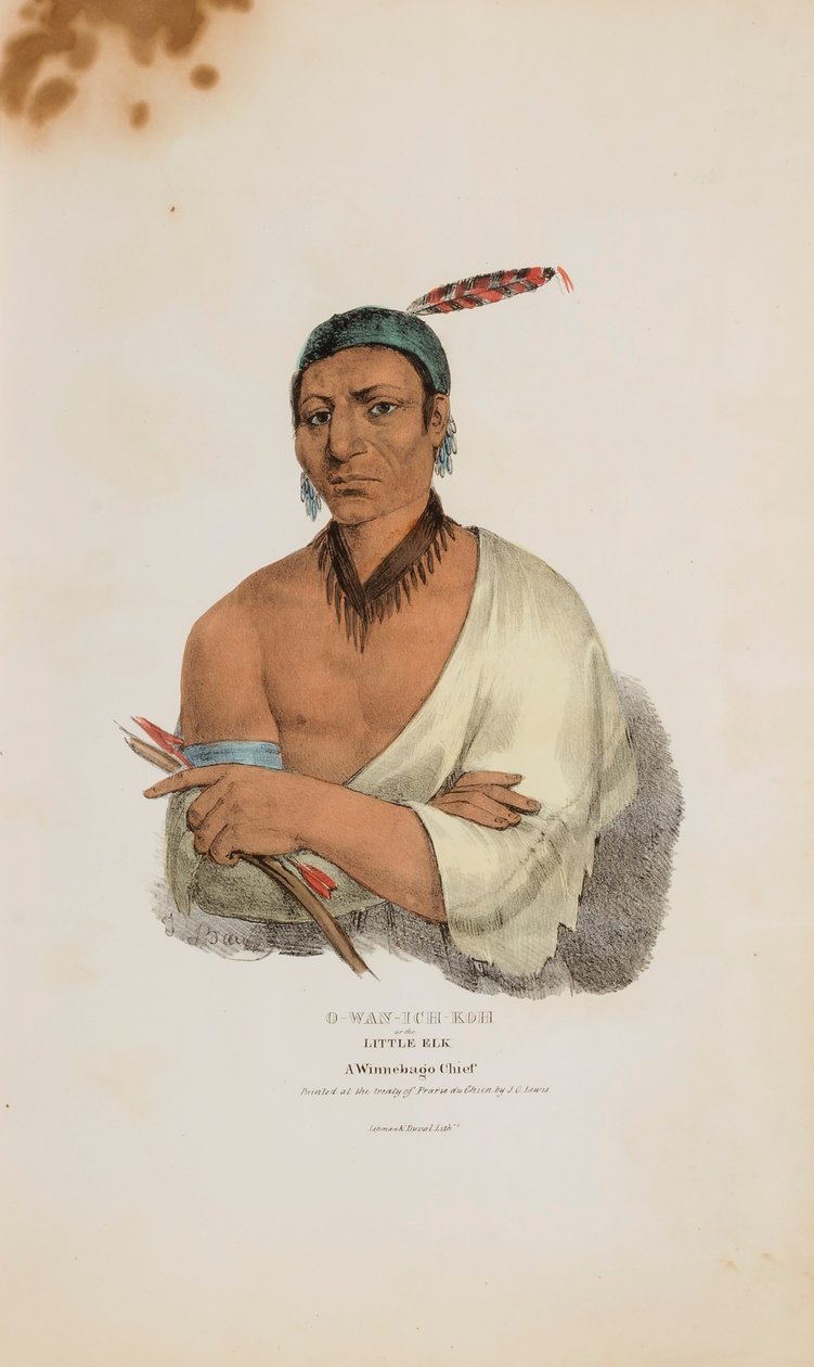 O-WAN-ICH-KOH or the Little Elk; A Winnebago Chief, from The Aboriginal Portfolio by James Otto Lewis