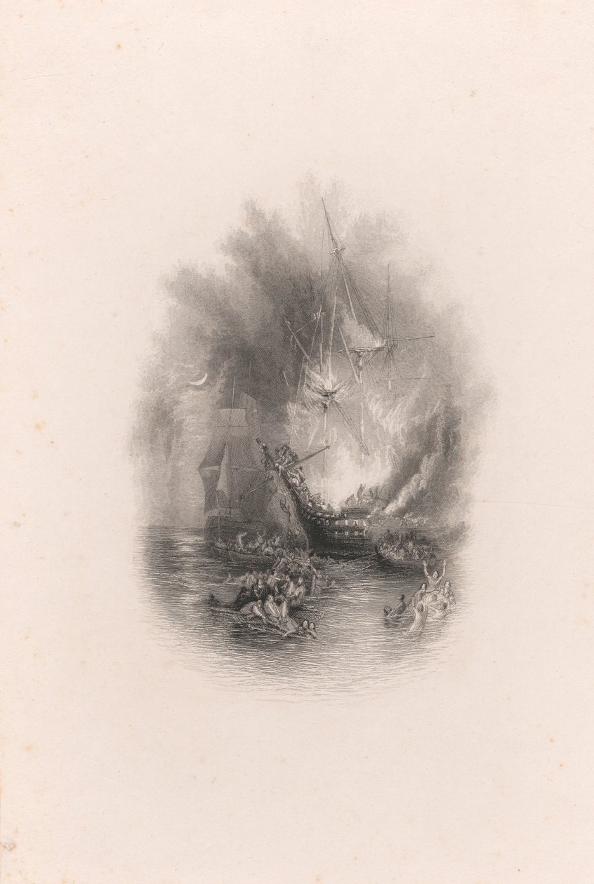 Fire at Sea (vignette) by James T. Willmore