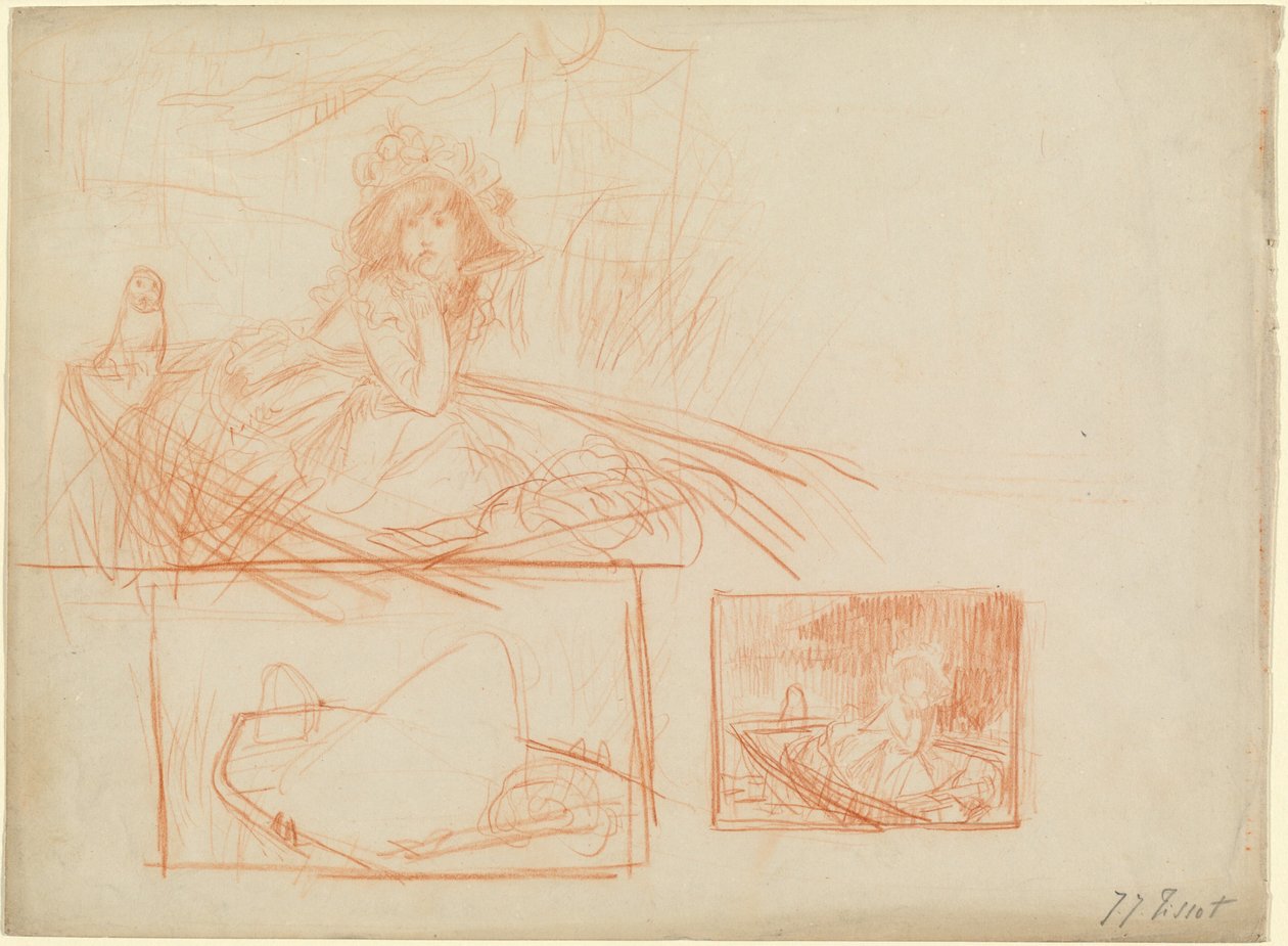 Pensive Girl Adrift in a Boat by James Tissot