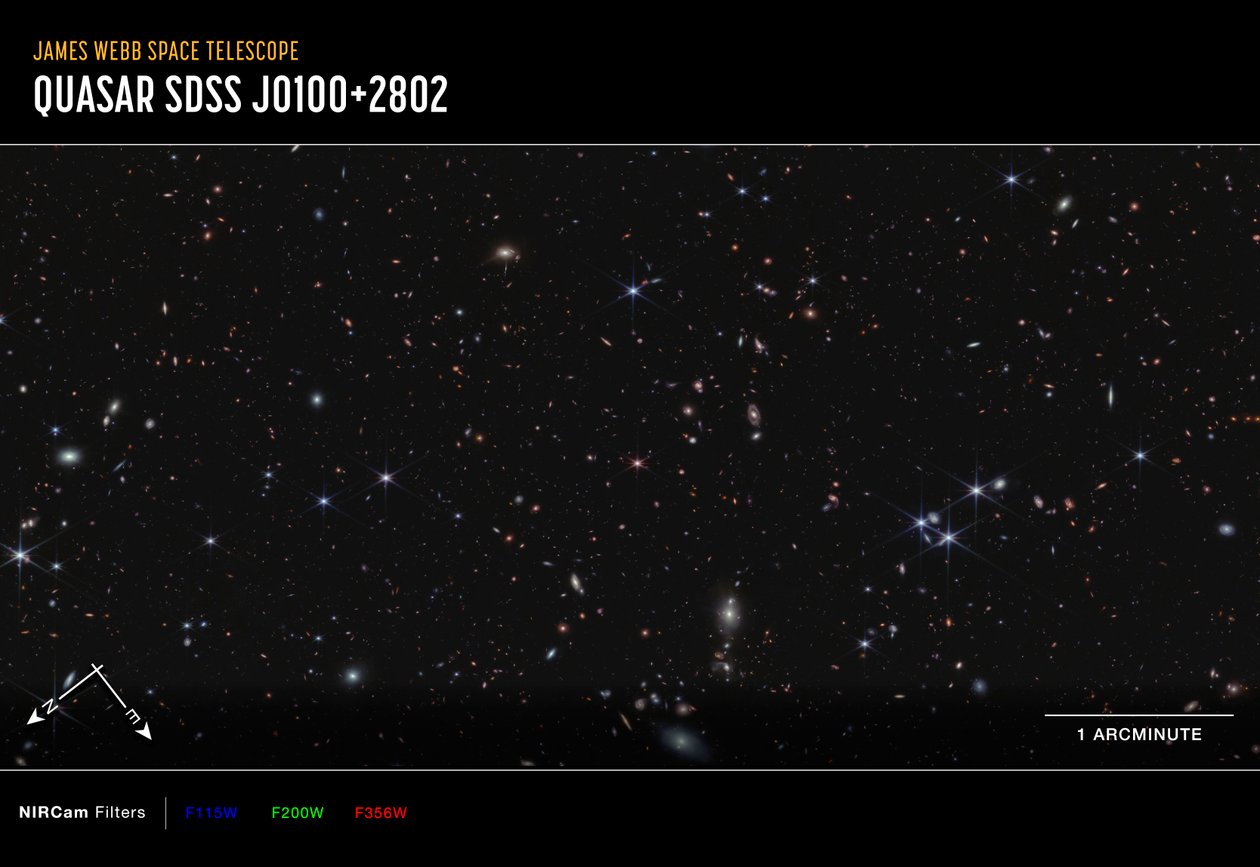 Quasar J0100+2802 by James Webb Space Telescope (NASA)