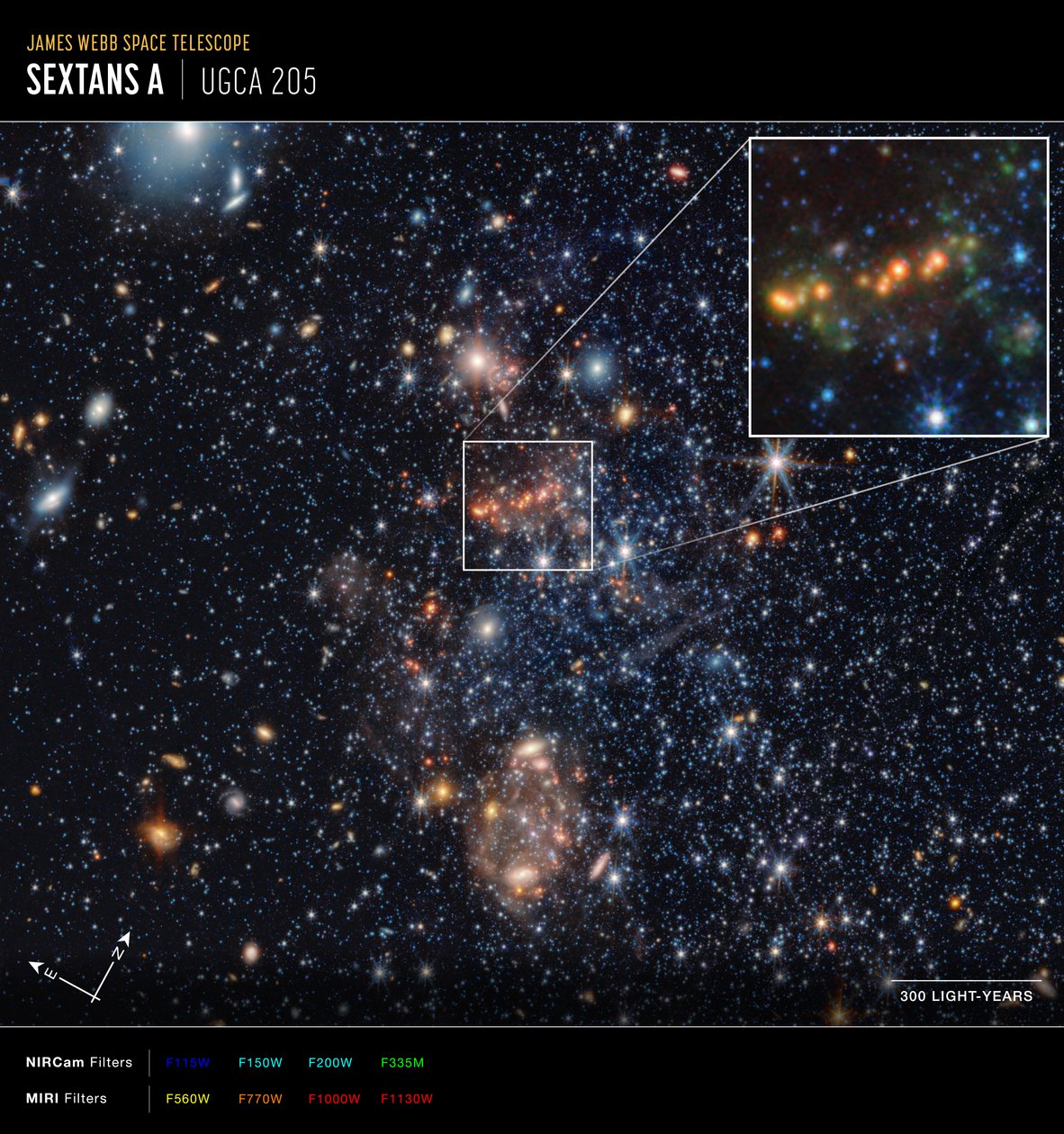 Sextans A PAHs Pull-out by James Webb Space Telescope (NASA)