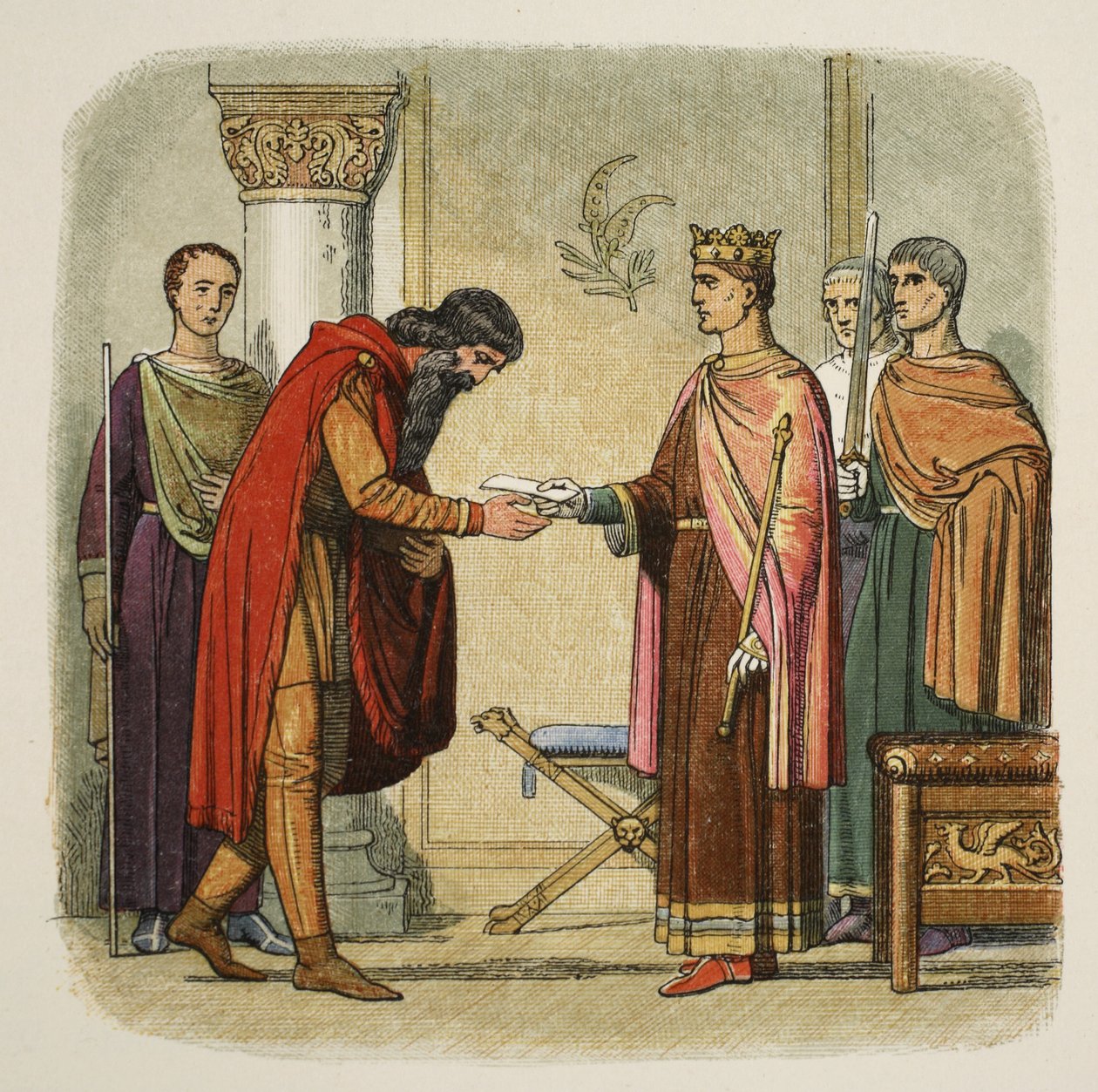 Henry authorises Dermod to levy forces, 1170, from A Chronicle of England BC 55 to AD 1485, pub. London, 1863 by James William Edmund Doyle